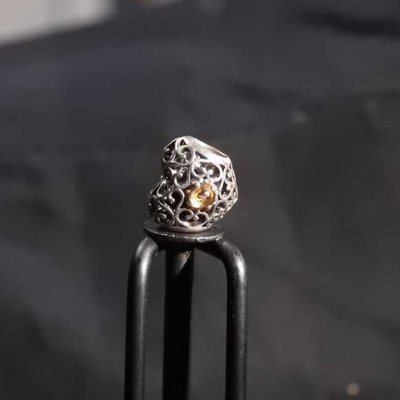 Retired Pandora Signature Silver Peridot August Birthstone Heart Bead Charm - Picture 5 of 6